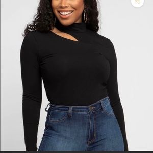 Like New - (2) cold shoulder top AND cut out mock neck top